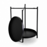 Tavolino metallo nero tondo 2 piani cm ø40h50