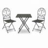 Tavolo metallo Leila antracite quadro con 2 sedie cm 60x60h71