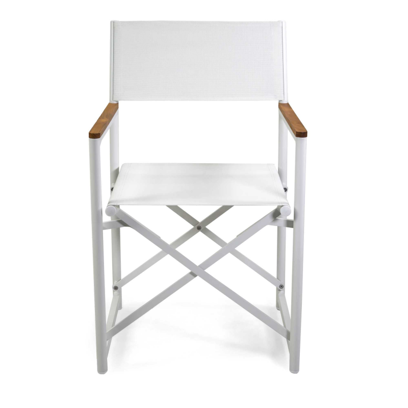 Poltrona regista Honolulu alluminio e textilene bianco cm 55x57h90