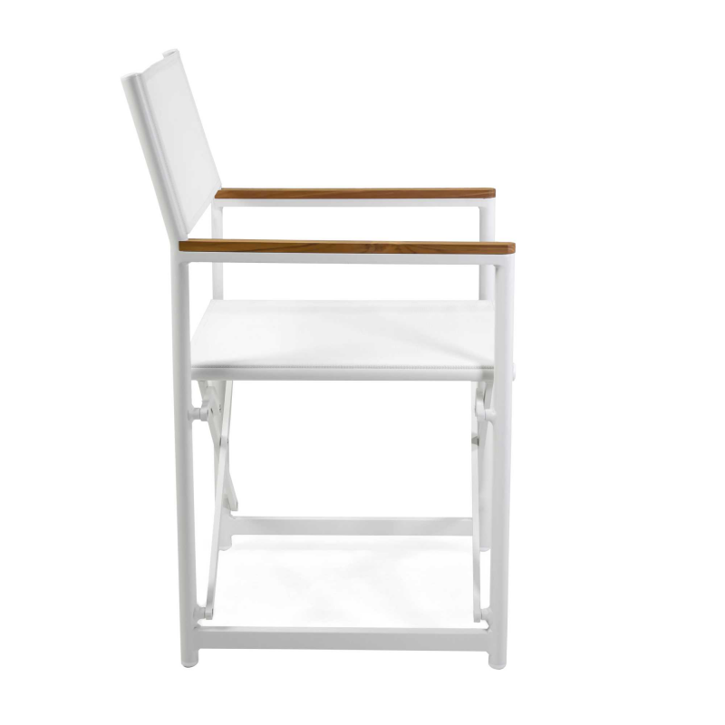 Poltrona regista Honolulu alluminio e textilene bianco cm 55x57h90