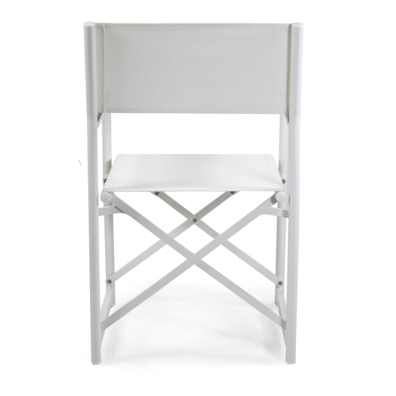Poltrona regista Honolulu alluminio e textilene bianco cm 55x57h90