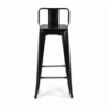 Sgabello ferro new bristol nero con schienale cm 42x42h94