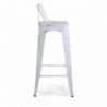 Sgabello ferro new bristol bianco antico con schienale cm 42x42h94