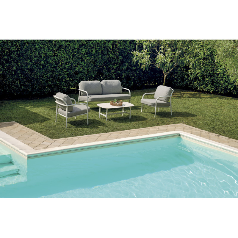 Salotto Almeria Alluminio Bianco Tavolino Gress Moia