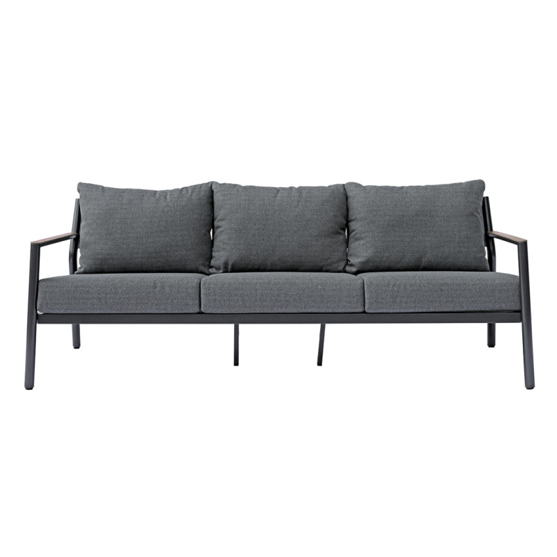 Salotto Cadice Alluminio Antracite Bracciolo Effetto Legno Moia