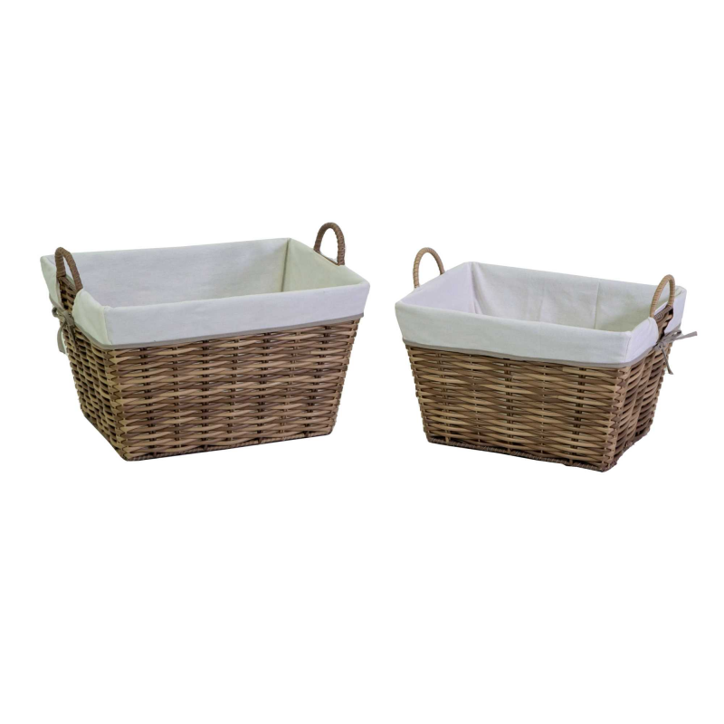 Cesta plastica grigio 1-2 con fodera bianca rettangolare cm 50x39h30