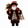 Babbo natale tessuto marrone e rosso con slittino cmh30