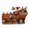 Babbo natale ceramica su trenino rosso cm 34x14h23