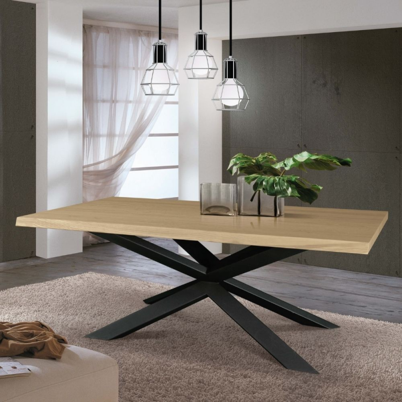 Tavolo Taranta piano in legno rovere e struttura acciaio