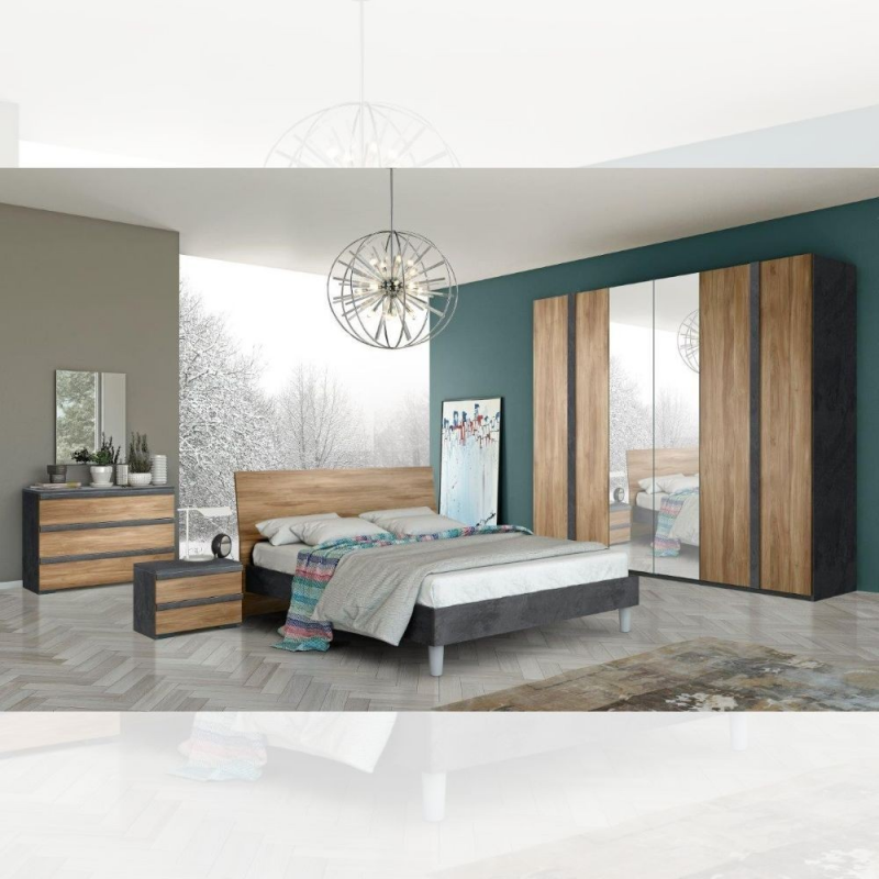 Letto matrimoniale Borghese noce dark elegante e solido