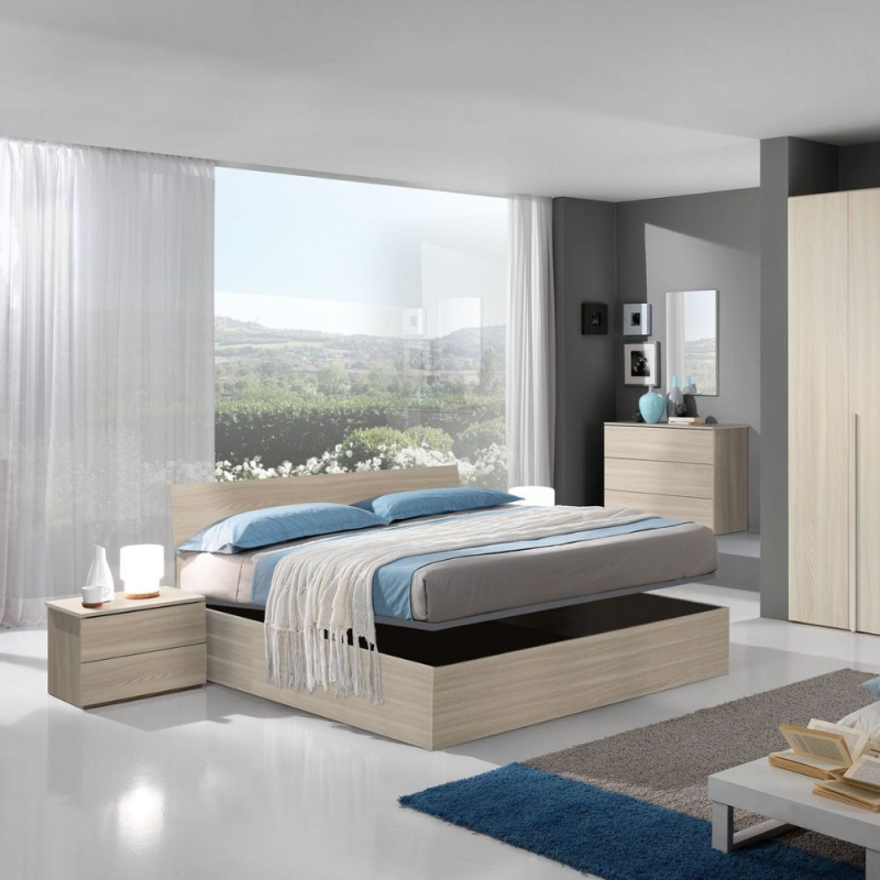 Letto matrimoniale contenitore Manitoba olmo moderno e pratico
