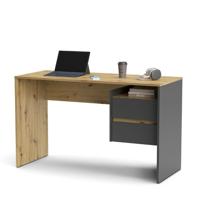 Scrivania Paco3 rovere e antracite con due cassetti moderna
