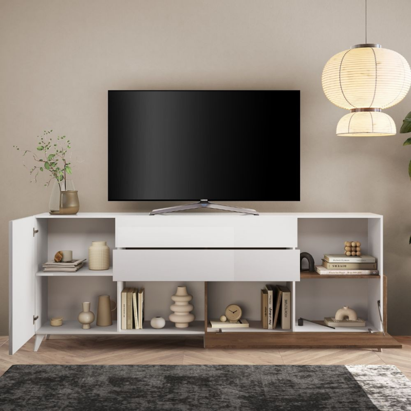 Madia Marion 240 cm bianco ludico e mercure moderna e capiente