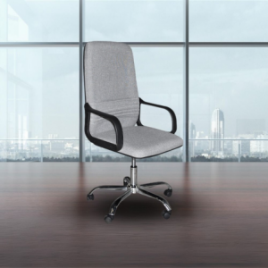 Poltrona da ufficio CR106H tessuto grigio e base cromata ergonomica