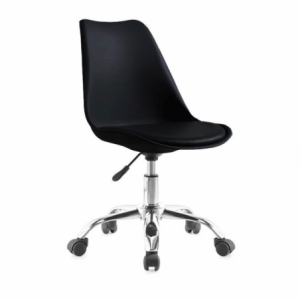 Poltrona da ufficio LC719 plastica nera e base cromata moderna