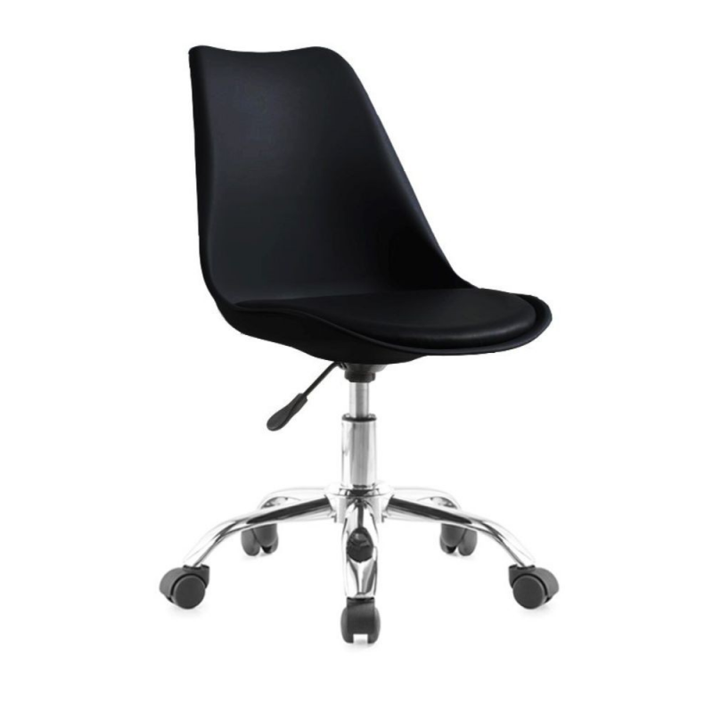 Poltrona da ufficio LC719 plastica nera e base cromata moderna