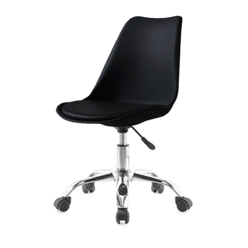 Poltrona da ufficio LC719 plastica nera e base cromata moderna