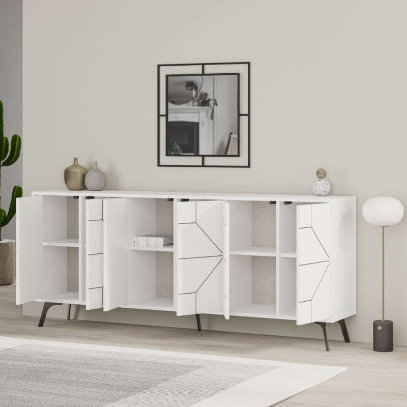 Madia 6 ante Dune 183 cm colore bianco moderna e capiente