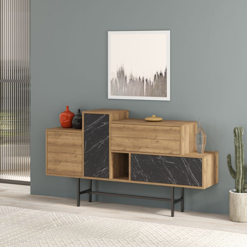 Madia Hermes hitit noce e marmo nero 160 cm moderna elegante
