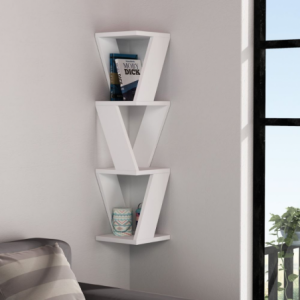 Libreria angolare pensile Zena bianco salvaspazio design moderno