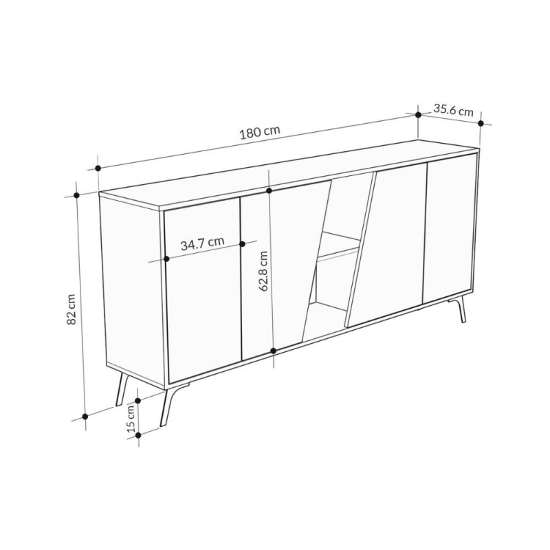 Madia Fiona 180 cm con 2 ante rovere e due antracite moderna