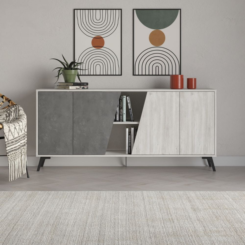 Madia Fiona 180 cm bianco vintage e retro grey moderna e capiente