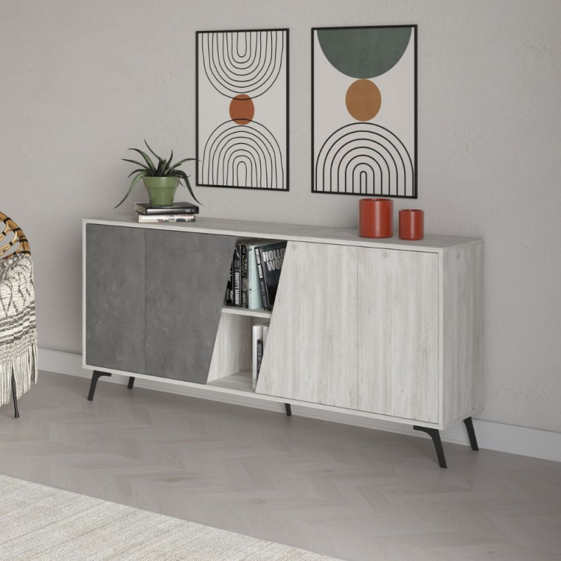 Madia Fiona 180 cm bianco vintage e retro grey moderna e capiente