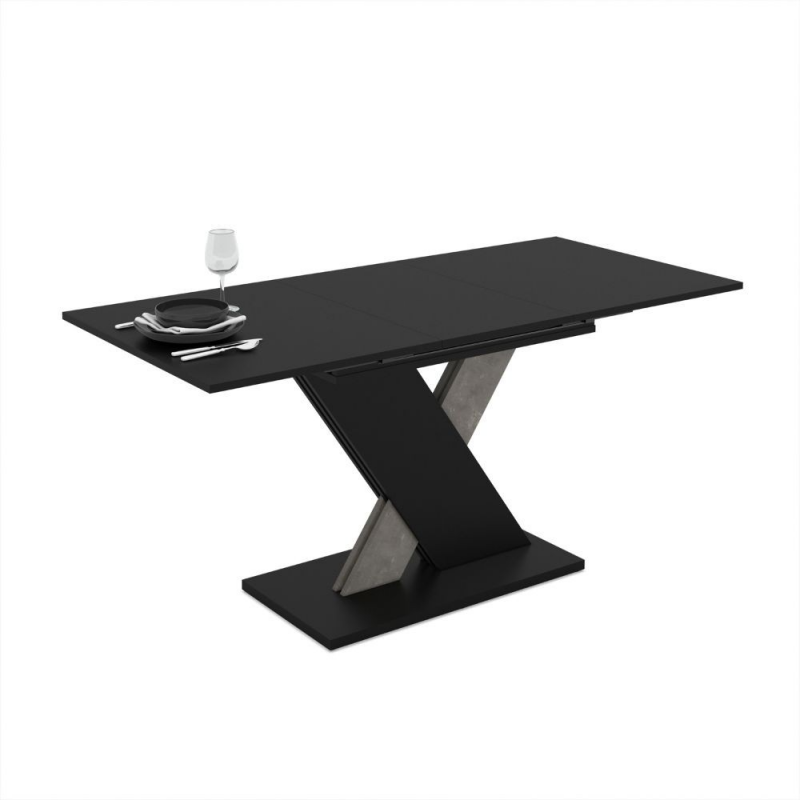 Tavolo allungabile Axi In nero dettaglio cemento moderno elegante
