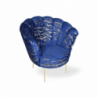Poltrona Orel velluto blu fantasia oro e piedini oro Arya Gold