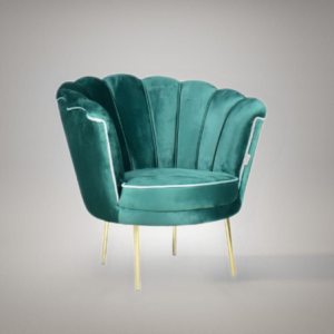 Poltrona Orel velluto verde scuro e piedini oro elegante