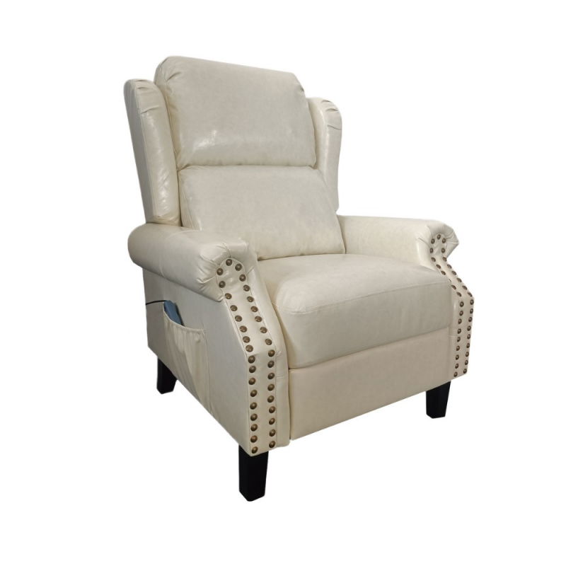 Poltrona Wing recliner massaggiante ecopelle beige 6 punti relax