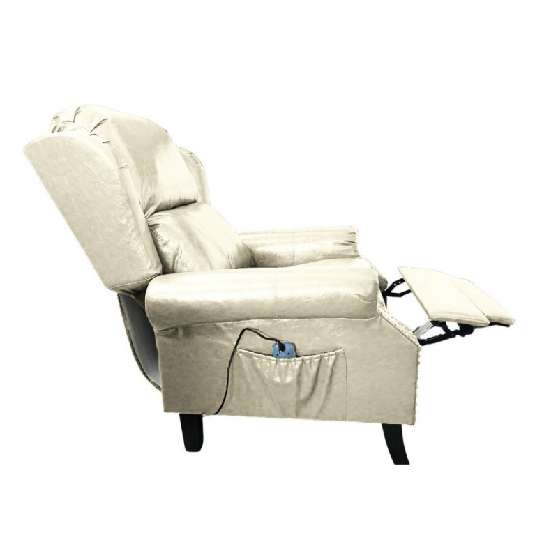 Poltrona Wing recliner massaggiante ecopelle beige 6 punti relax