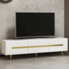 Base porta TV Jose bianco con inserti dorati elegante e moderna