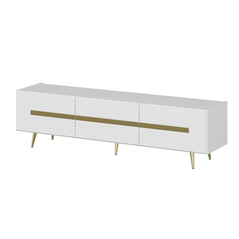 Base porta TV Jose bianco con inserti dorati elegante e moderna