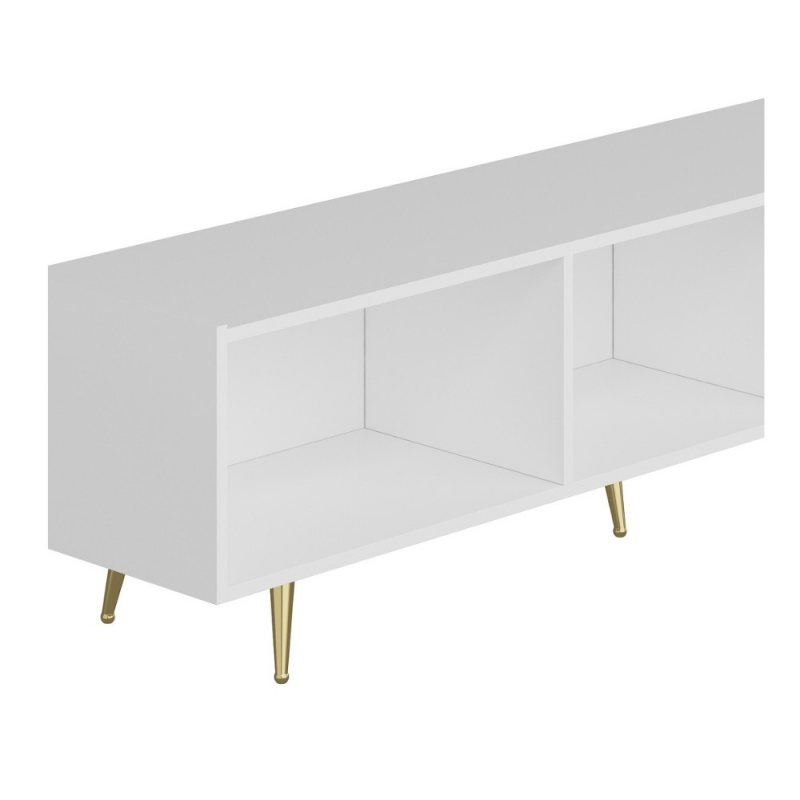 Base porta TV Jose bianco con inserti dorati elegante e moderna