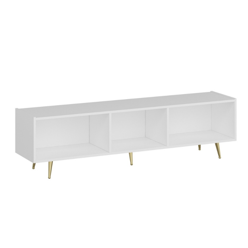 Base porta TV Jose bianco con inserti dorati elegante e moderna