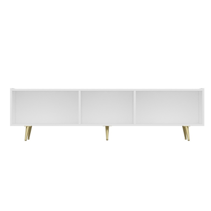 Base porta TV Jose bianco con inserti dorati elegante e moderna
