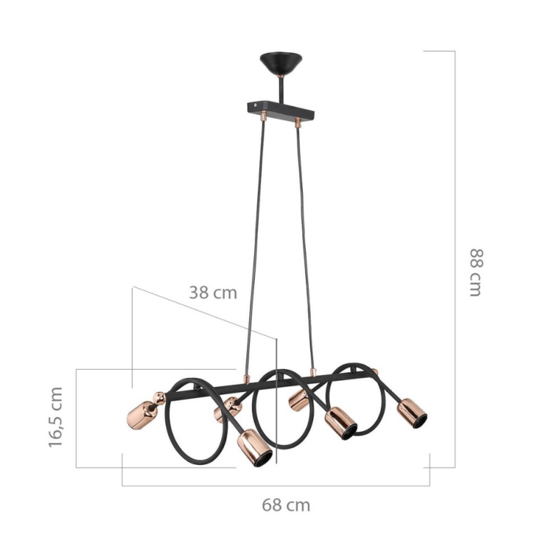 Lampada da soffitto Derbent MDL3938 metallo nero 6 luci moderna