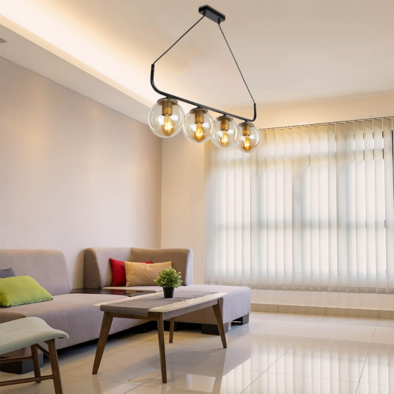 Lampada da soffitto Terena MDL4174 metallo nero 4 portalampada