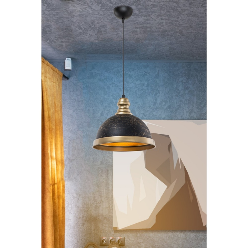 Lampada da soffitto Astek ASZ1637 paralume metallo nero design