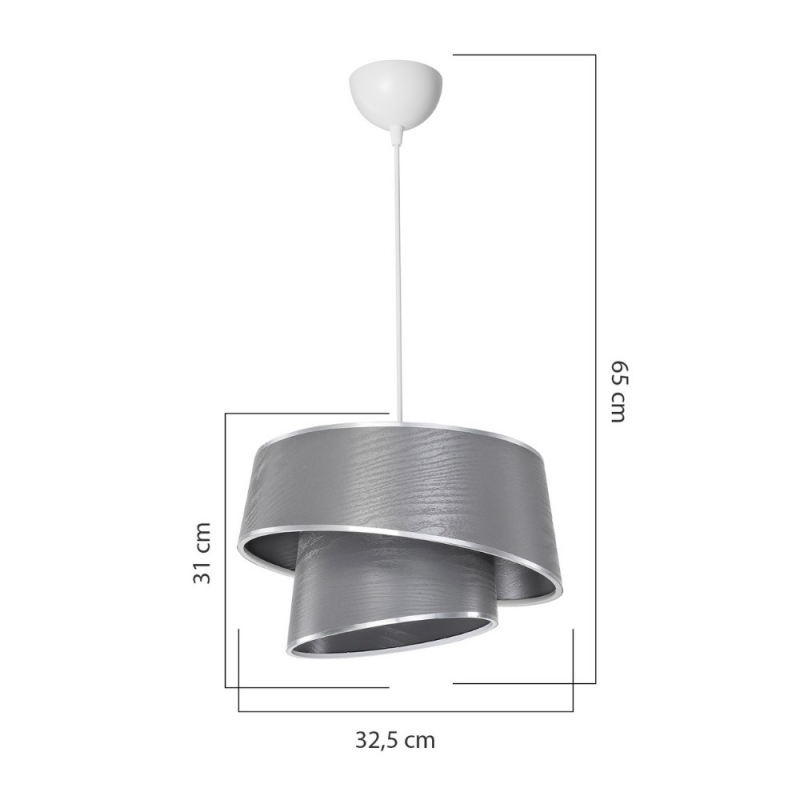 Lampada da soffitto Lima MDL5132 paralume tessuto grigio moderna