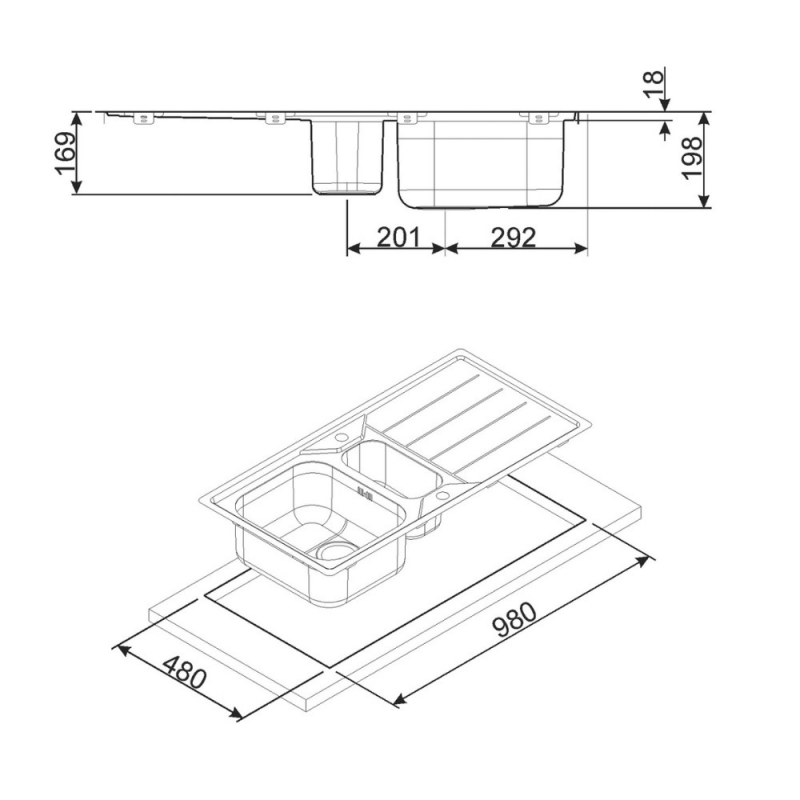 Lavello Smeg LFB102 inox 100x50 cm 1 1/2 vasca con gocciolatoio