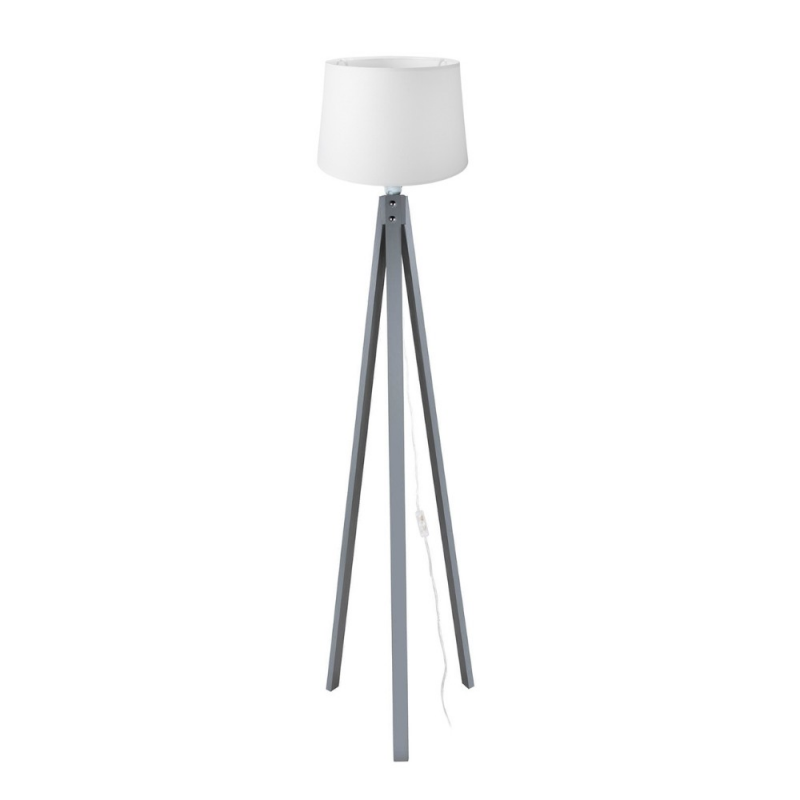 Lampada da terra Decogri3565 piantana grigia paralume bianco