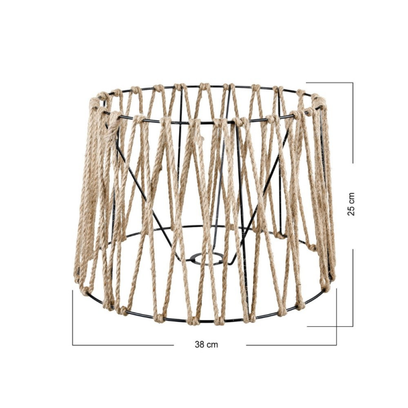 Lampada da terra Decone 1188 piantana nera paralume iuta