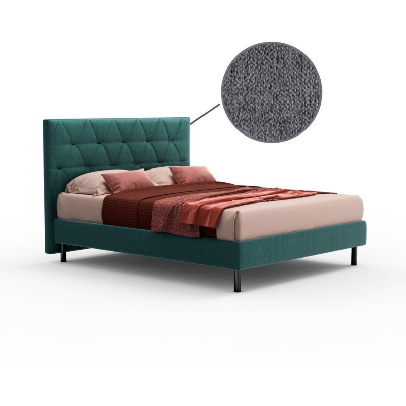 Letto Cody matrimoniale contenitore grigio testiera trapuntata