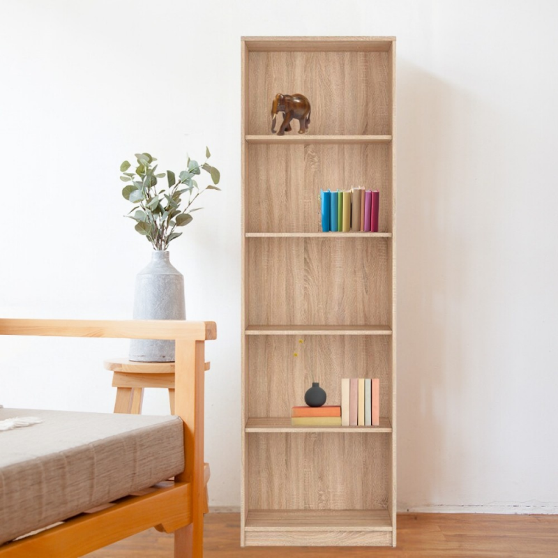 Libreria Nepo 5 nicchie a giorno colore rovere moderna