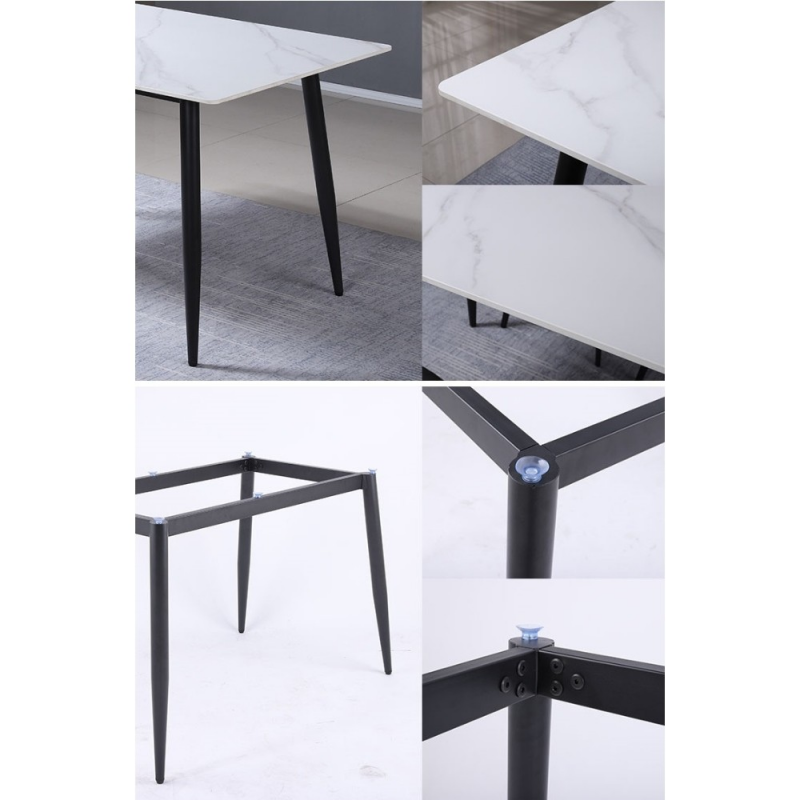 Tavolo Brot 120x70x75 cm piano bianco lucido gambe nere moderno