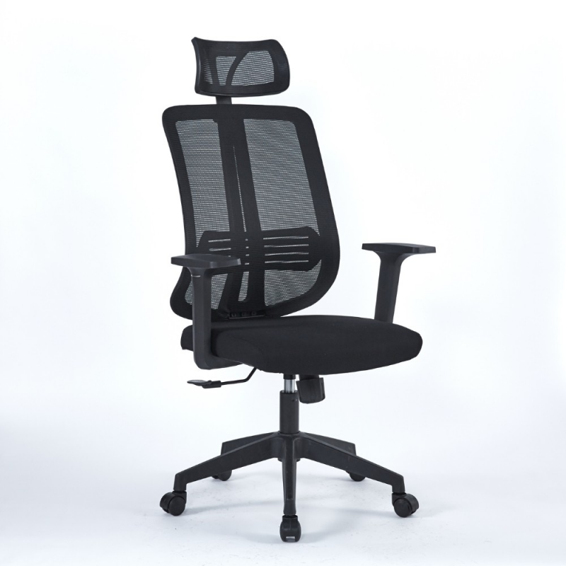 Poltrona ufficio Satia tessuto e mesh nero base nera ergonomica