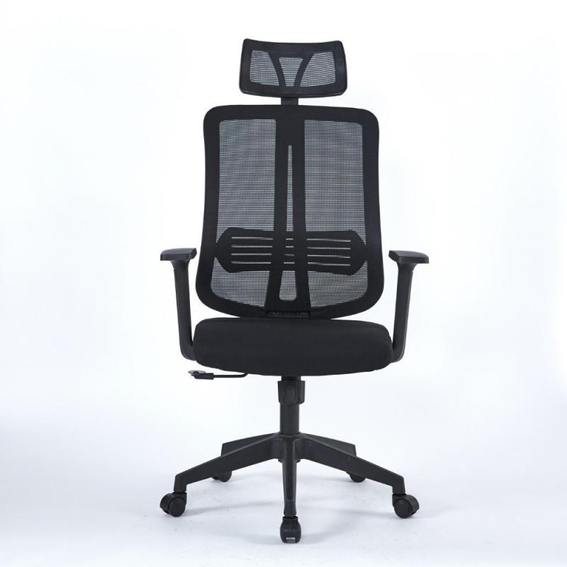 Poltrona ufficio Satia tessuto e mesh nero base nera ergonomica