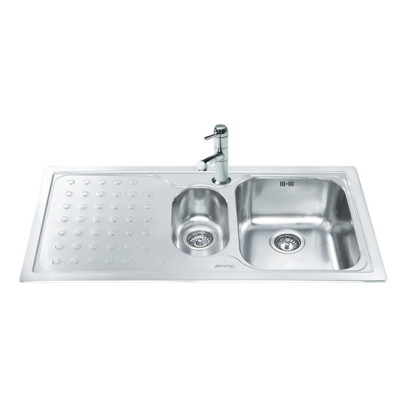 Lavello Smeg LV100S3 100x50 cm 1+1/2 vasche gocciolatoio inox